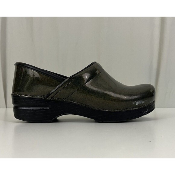 Dansko Shoes Womens 37 6.5-7 Nursing Clogs Prism Iridescent Green Patent Leather - Picture 5 of 10